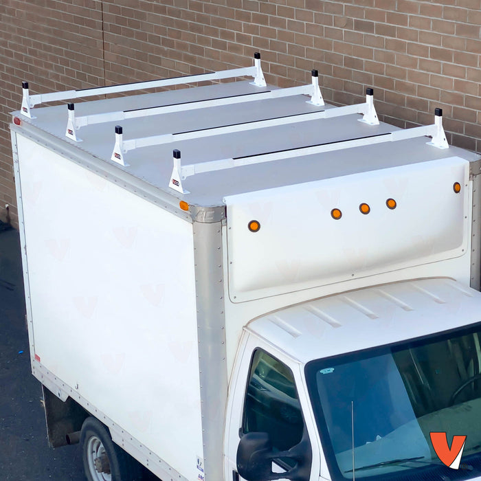 Vantech 4-Bar White Aluminum (94"- 102") Top Mount Rack System Box Truck / Trailer Model C46004361W