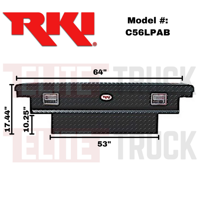 RKI Crossover Truck Tool Box C-Series Low Profile Matte Black Diamond Tread Aluminum Model C56LPAB