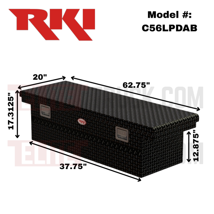 RKI C-Series Low Profile Single Lid Deep Crossbox 64"L x 20"W x 17 7/16"H Model C56LPDAB