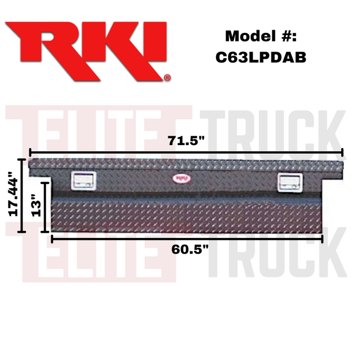 RKI Crossover Truck Tool Box C-Series Low Profile Matte Black Diamond Tread Aluminum Model C63LPDAB