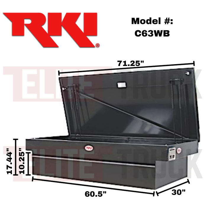 RKI Crossover Truck Tool Box Wide C-Series Matte Black Steel Model C63WB