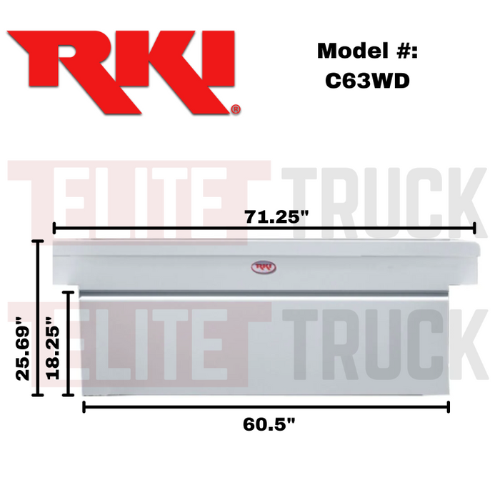 RKI Crossover Truck Tool Box C-Series Wide Deep White Steel Model C63WD