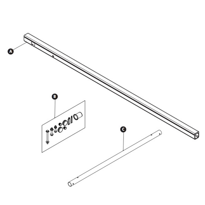 Prime Design ErgoRack Middle Crossbar Module 72"- Rotation Left Powder Coat Finish Model CBR-0008