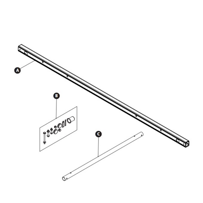 Prime Design ErgoRack Middle Crossbar Module 78"- Rotation Left Powder Coat Finish Model CBR-0017