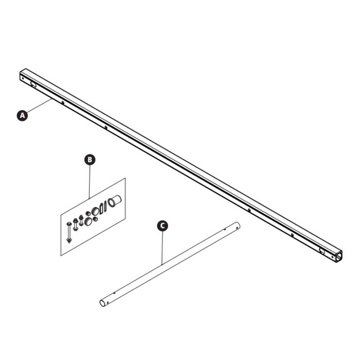 Prime Design ErgoRack Middle Crossbar Module 84"- Rotation Left Powder Coat Finish Model CBR-0019