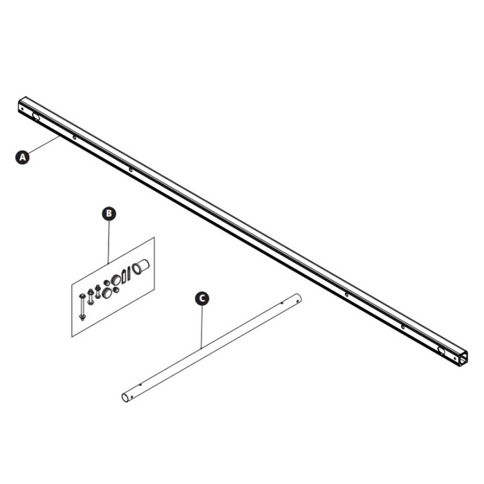Prime Design ErgoRack Middle Crossbar Module 90" - Rotation Left Powder Coat Finish Model CBR-0021