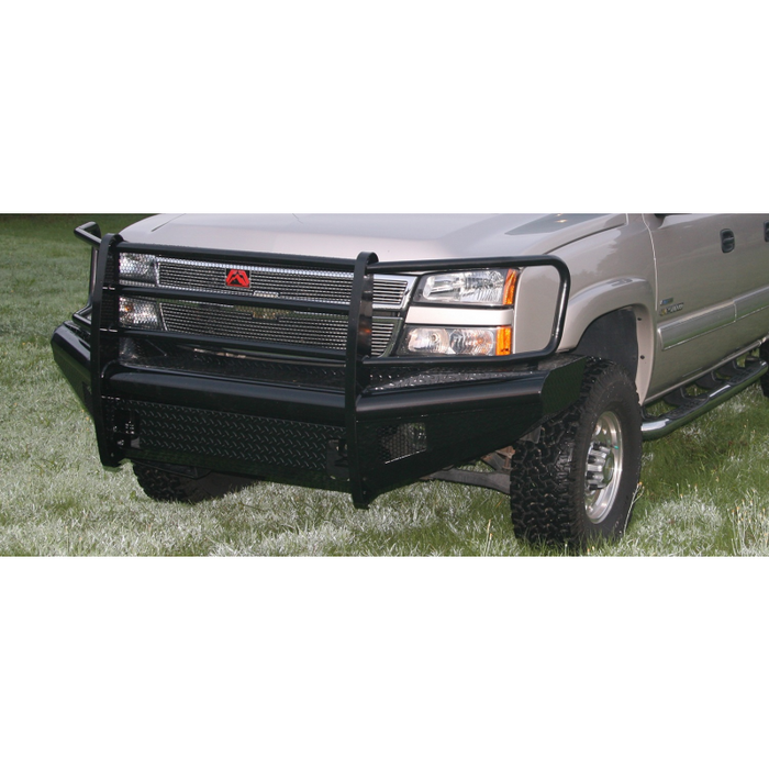 Fab Fours Black Steel Front Ranch Bumper; 2 Stage Black Powder Coated; w/Full Grille Guard; Incl. Light Cut-Outs; Model CH05-S1360-1