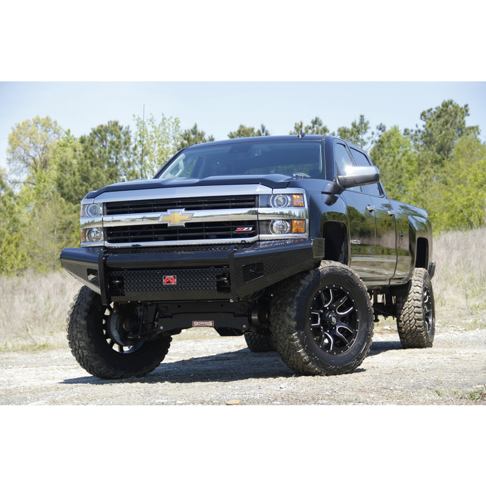 Fab Fours Black Steel Front Ranch Bumper; 2 Stage Black Powder Coated; w/o Full Grille Guard; Incl. Light Cut-Outs; Model CH05-S1361-1
