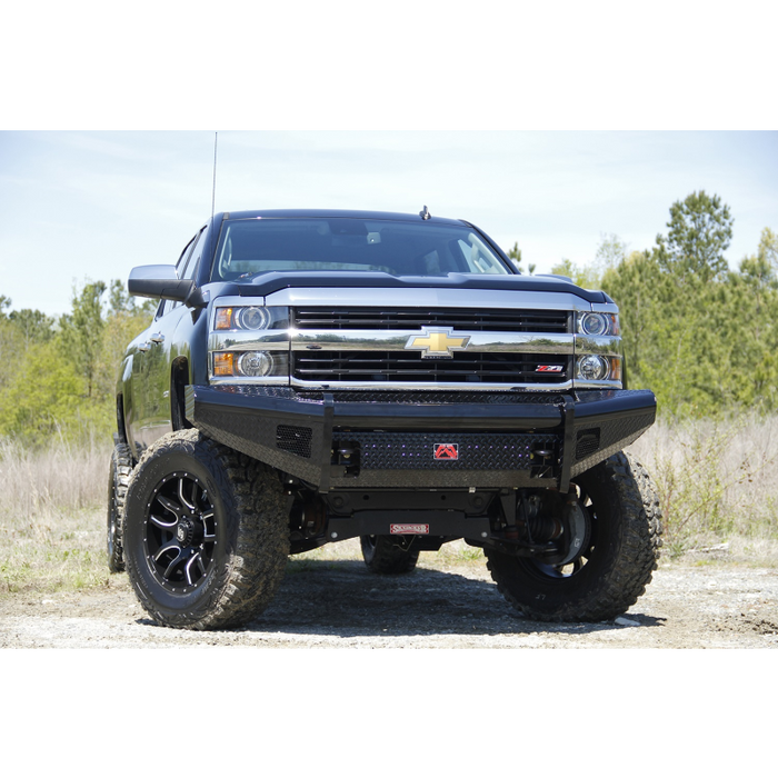 Fab Fours Black Steel Front Ranch Bumper; 2 Stage Black Powder Coated; w/o Full Grille Guard; Incl. Light Cut-Outs; Model CH05-S1361-1
