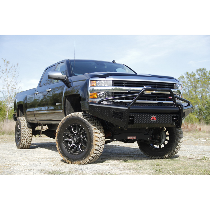 Front Ranch Bumper Fab Fours Black Steel Front Ranch Bumper w/ Pre Runner Guard Model CH0 ...