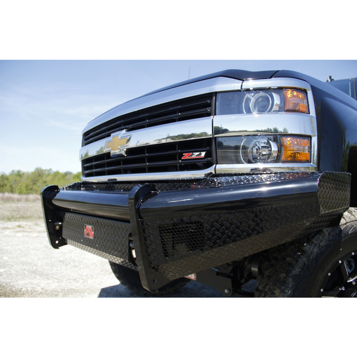 Fab Fours Black Steel Front Ranch Bumper; 2 Stage Black Powder Coated; w/o Full Grille Guard; Incl. Light Cut-Outs; Model CH08-S2061-1
