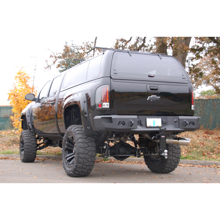 Fab Fours Heavy Duty Rear Bumper; 2 Stage Black Powder Coated; Incl. 0.75 in. D-Ring Mount; Model CH08-W1450-1