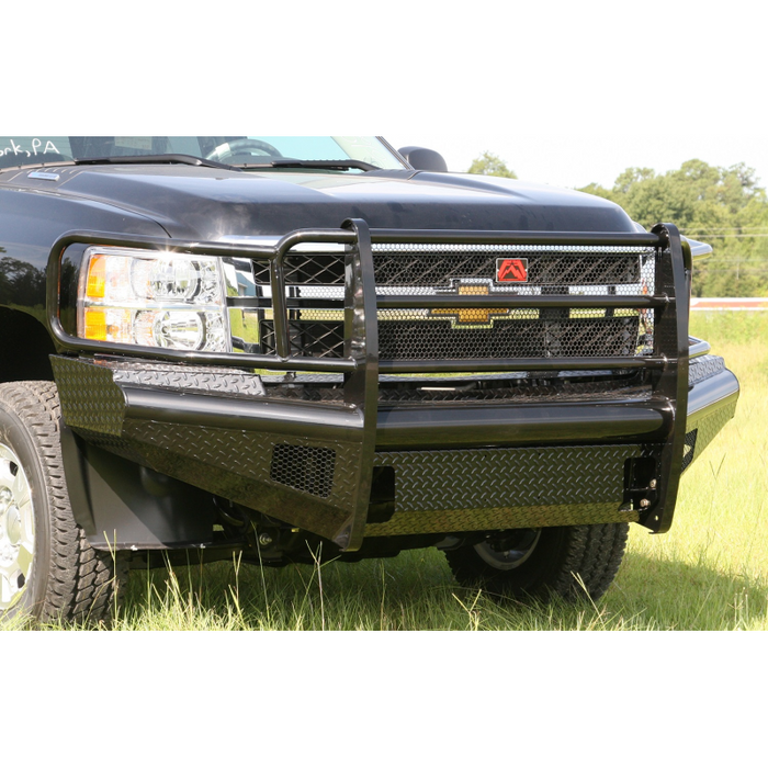 Front Ranch Bumper Fab Fours Black Steel Front Ranch Bumper w/ Grille Guard Model CH11-S2 ...
