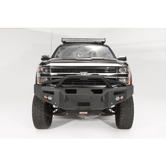 Fab Fours Premium Winch Front Bumper; 2 Stage Black Powder Coated; w/Pre-Runner Grille Guard; w/Sensors; Model CH14-C3052-1