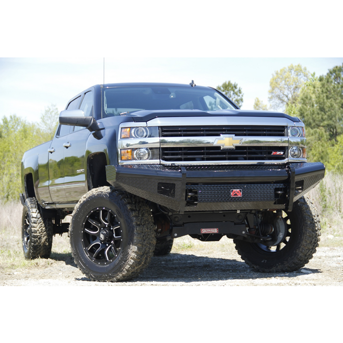 Fab Fours Black Steel Front Ranch Bumper; 2 Stage Black Powder Coated; w/o Grille Guard; w/Tow Hooks; Model CH14-S3061-1