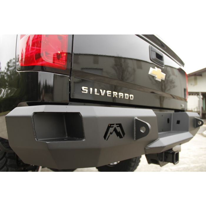 Fab Fours Heavy Duty Rear Bumper; 2 Stage Black Powder Coated; Incl. 0.75 in. D-Ring Mount; Model CH14-W3050-1