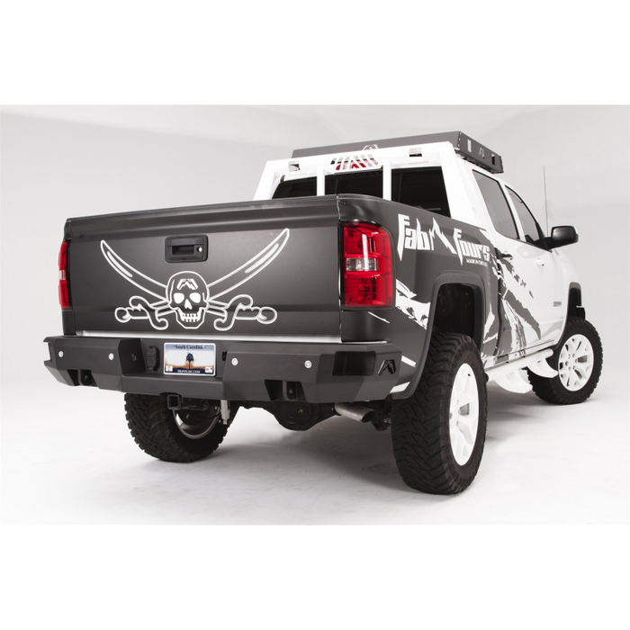 Fab Fours Heavy Duty Rear Bumper; 2 Stage Black Powder Coated; w/Sensors; Model CS14-W3151-1