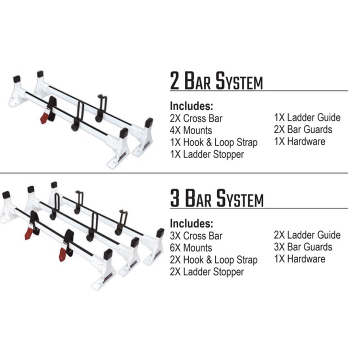 Vantech 2-Bar White Steel Ladder Rack System Nissan NV200 2014-2021 Model H1602W