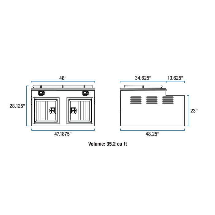 UWS Bright Aluminum 48" x 48" Double-Door Dog Box with Full Enclosure & Storage Model DB-4848N