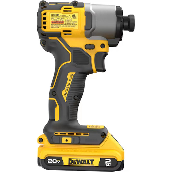 DeWalt 20V MAX* Brushless Cordless 1/4 In. Impact Driver Kit DCF840D1