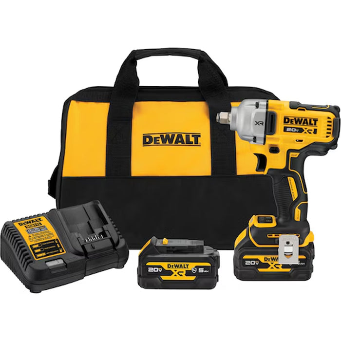 DeWalt 20V MAX* XR® 1/2 In. Mid-Range Impact Wrench with Hog Ring Anvil and Oil-Resistant Batteries Kit DCF891GP2