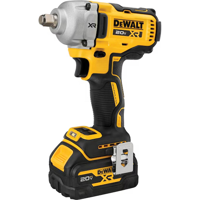 DeWalt 20V MAX* XR® 1/2 In. Mid-Range Impact Wrench with Hog Ring Anvil and Oil-Resistant Batteries Kit DCF891GP2