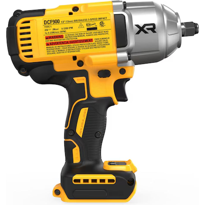 DeWalt 20V MAX* XR® 1/2 In. High Torque Impact Wrench With Hog Ring Anvil (Tool Only) DCF900B