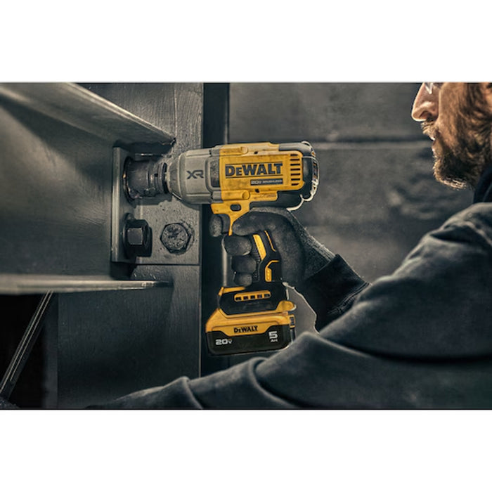 DeWalt 20V MAX* XR 1/2 In. High Torque Impact Wrench With Hog Ring Anvil Kit and (2) 5.0 Ah Batteries & Charger Kit DCF900P2