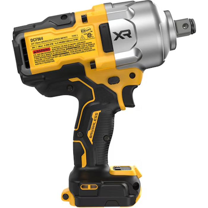 DeWalt 20V MAX* XR® Brushless Cordless 3/4 In. High Torque Impact Wrench With Hog Ring Anvil (Tool Only) DCF964B