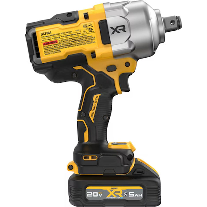 DeWalt 20V MAX* XR® Brushless Cordless 3/4 In. High Torque Impact Wrench With Hog Ring Anvil Kit with XR POWERSTACK™ DCF964GH1