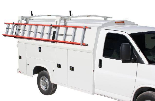Haulmark Ladder Rack Holman HD Aluminum Ladder Rack Kit Drop Down Clamp & Lock Combo 6.5' M ...