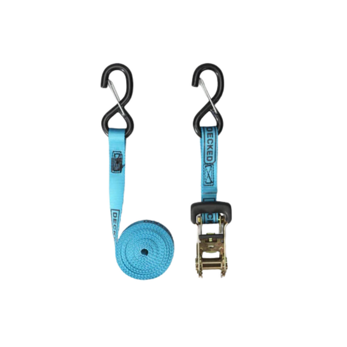 DECKED Rachet Straps - standard ratchet straps with DECKED logo - Blue Model A0088-RSTP-BLU