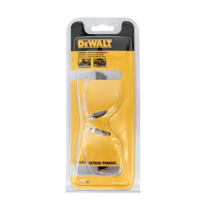 Radians Dewalt Crosscut Hardware Protective Eyewear, Black Frame / Clear Lens RNSDPG100T-1C