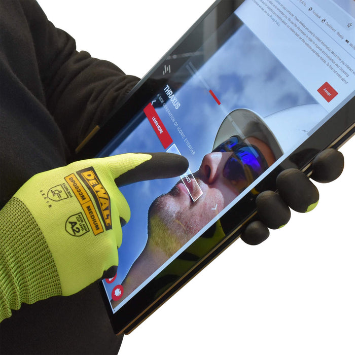 Radians Dewalt Hi-Vis Touchscreen A2 Cut Glove, Large RNSDPG833TL