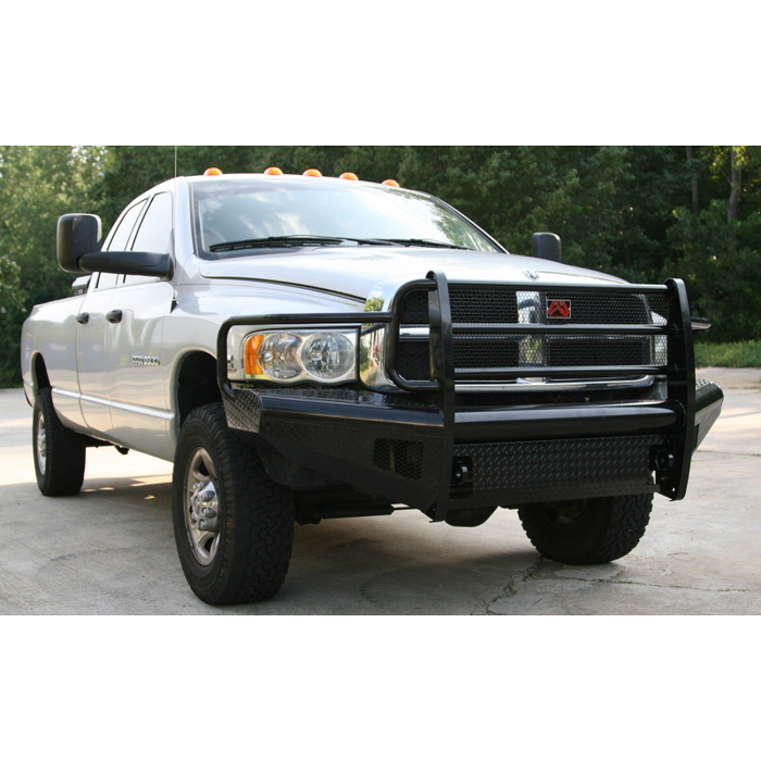 Fab Fours Black Steel Front Ranch Bumper; 2 Stage Black Powder Coated; w/Full Grille Guard; Incl. Light Cut-Outs; Model DR03-S1060-1
