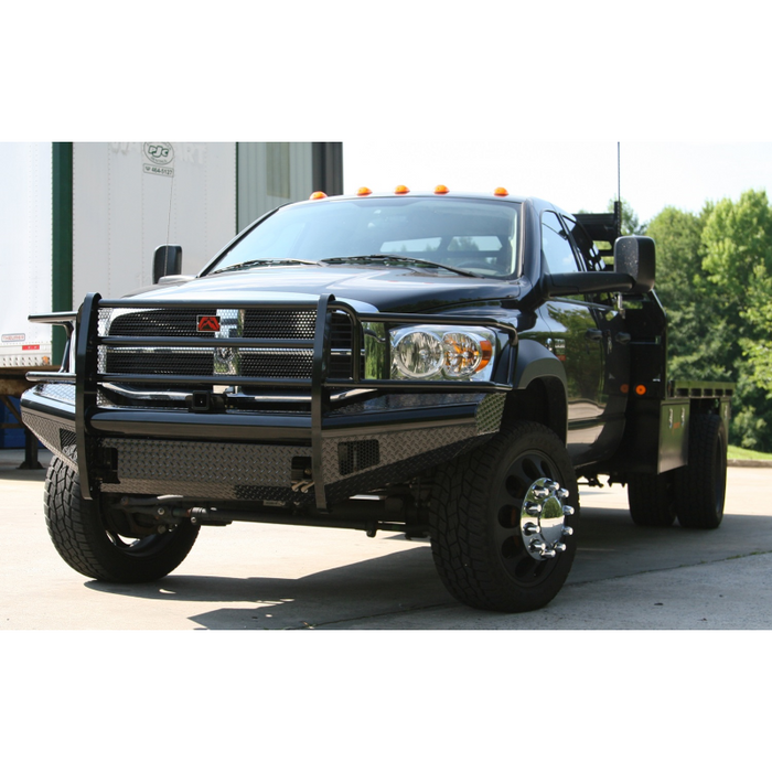 Fab Fours Black Steel Front Ranch Bumper; 2 Stage Black Powder Coated; w/Full Grille Guard; Incl. Light Cut-Outs; Model DR06-S1160-1