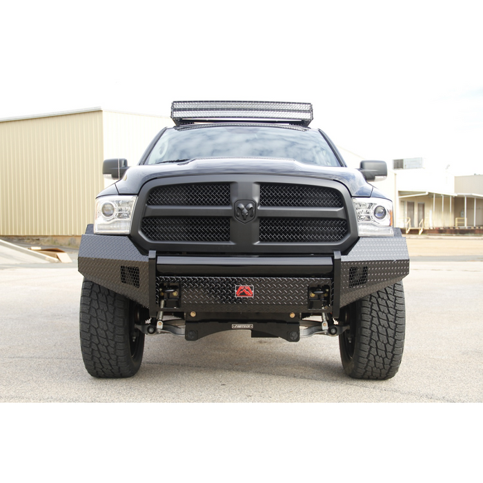 Fab Fours Black Steel Front Ranch Bumper; 2 Stage Black Powder Coated; w/o Full Grille Guard; Incl. Light Cut-Outs; Model DR09-K2461-1