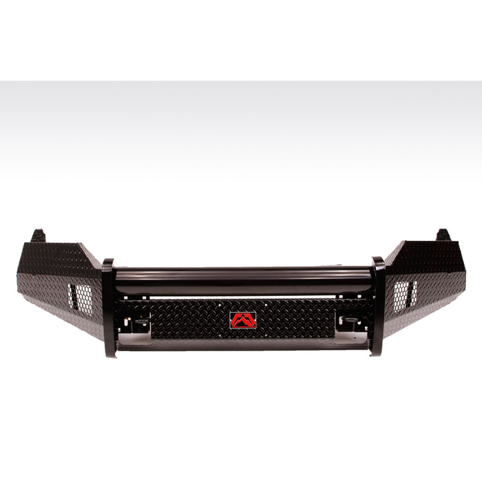 Fab Fours Black Steel Front Bumper; 2 Stage Black Powder Coated; w/o Grille Guard; w/Tow Hooks; Model DR13-K2961-1