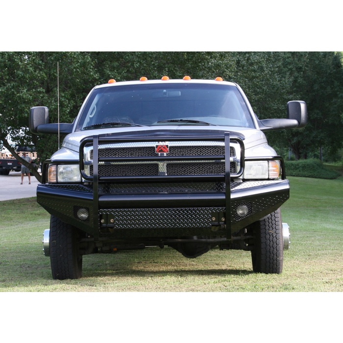Front Ranch Bumper Fab Fours Black Steel Front Ranch Bumper w/ Grille Guard Model DR94-S1 ...