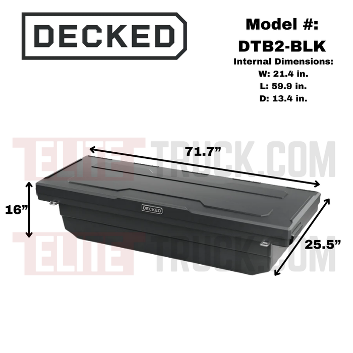 DECKED Full-Size Pickup Truck Tool Box Deep Tub Model - Black DTB2-BLK