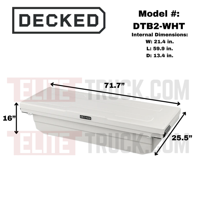 DECKED Full-Size Pickup Truck Tool Box Deep Tub Model - White DTB2-WHT