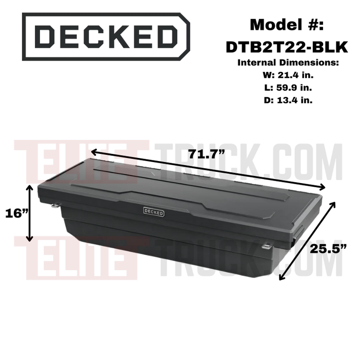 DECKED Full-Size Pickup Truck Tool Box Tundra Bed Rail Model DTB2T22-BLK
