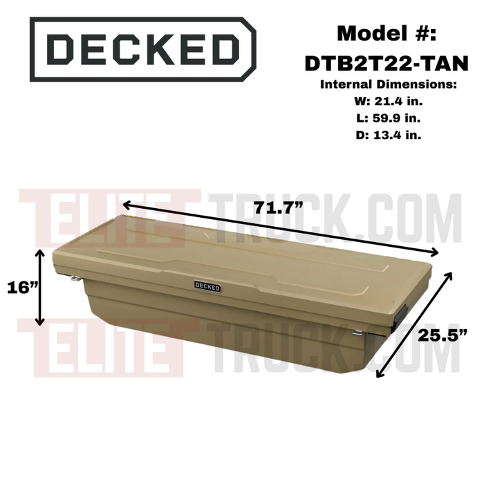 DECKED Full-Size Pickup Truck Tool Box Tundra Bed Rail Model DTB2T22-TAN