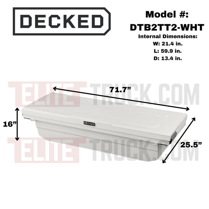 DECKED Full-Size Pickup Truck Tool Box Tundra Bed Rail Model DTB2T22-WHT