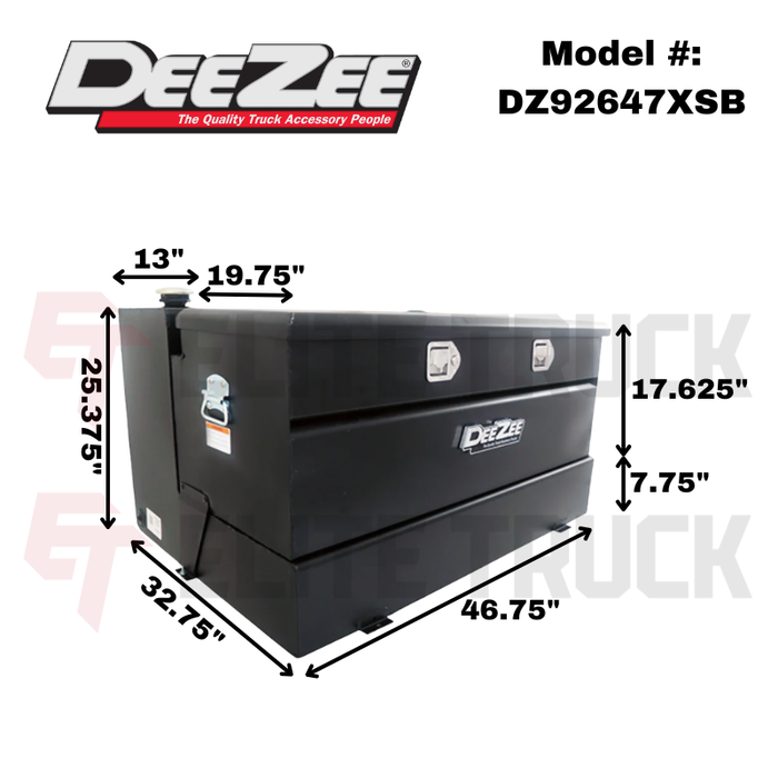 Dee Zee 92-Gal Steel Black Toolbox Combo Auxiliary Transfer Tank Model DZ92647XSB