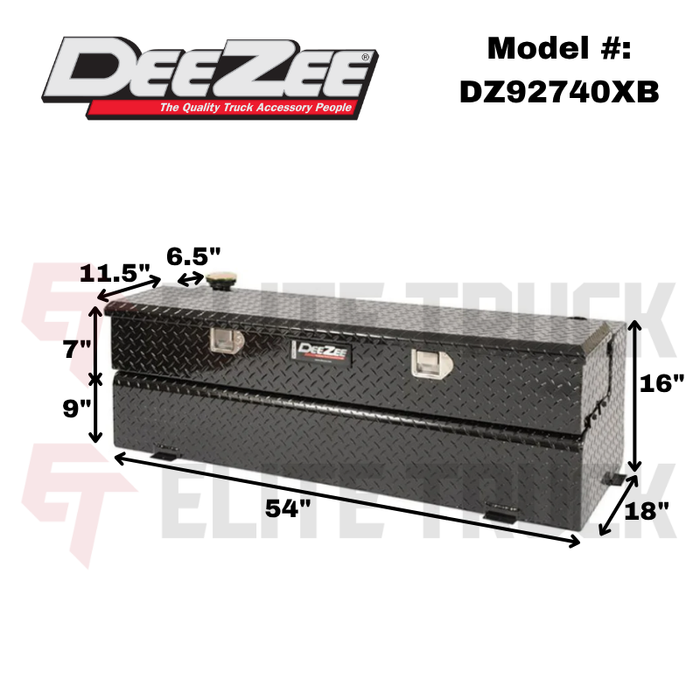 Dee Zee 43-Gal Gloss Black Aluminum Toolbox Combo Auxiliary Transfer Tank Model DZ92740XB