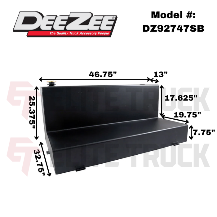 Dee Zee 92-Gal Black Steel Specialty Series L-Shaped Liquid Transfer Tank Model DZ92747SB