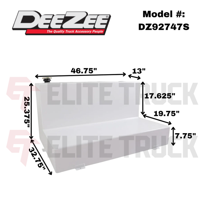Dee Zee 92-Gal White Steel Specialty Series L-Shaped Liquid Transfer Tank Model DZ92747S