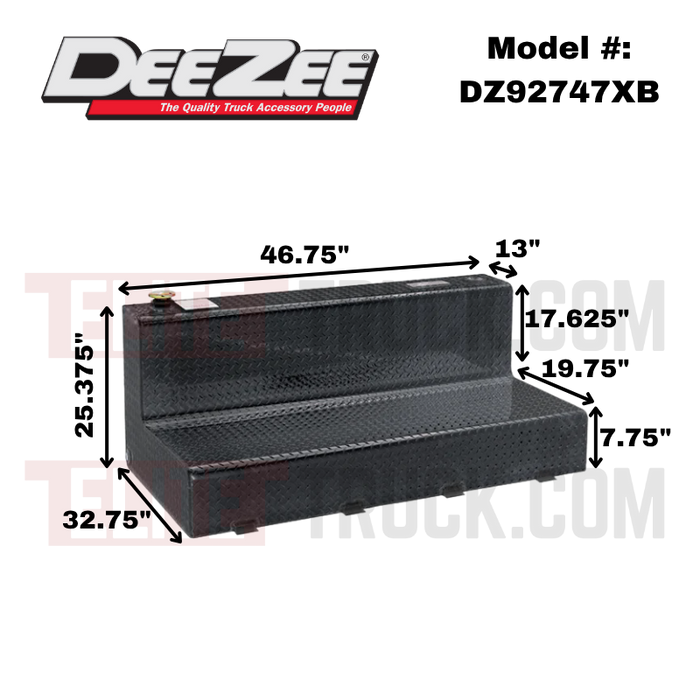 Dee Zee 92-Gal Gloss Black Aluminum L-Shaped Auxiliary Tank Model DZ92747XB