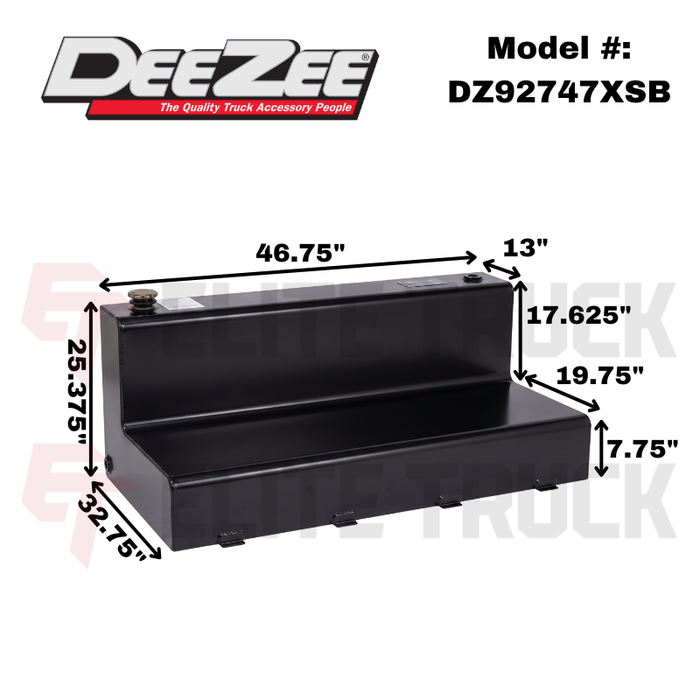 Dee Zee Black Steel 92-Gal L-Shaped Auxiliary Tank Model DZ92747XSB